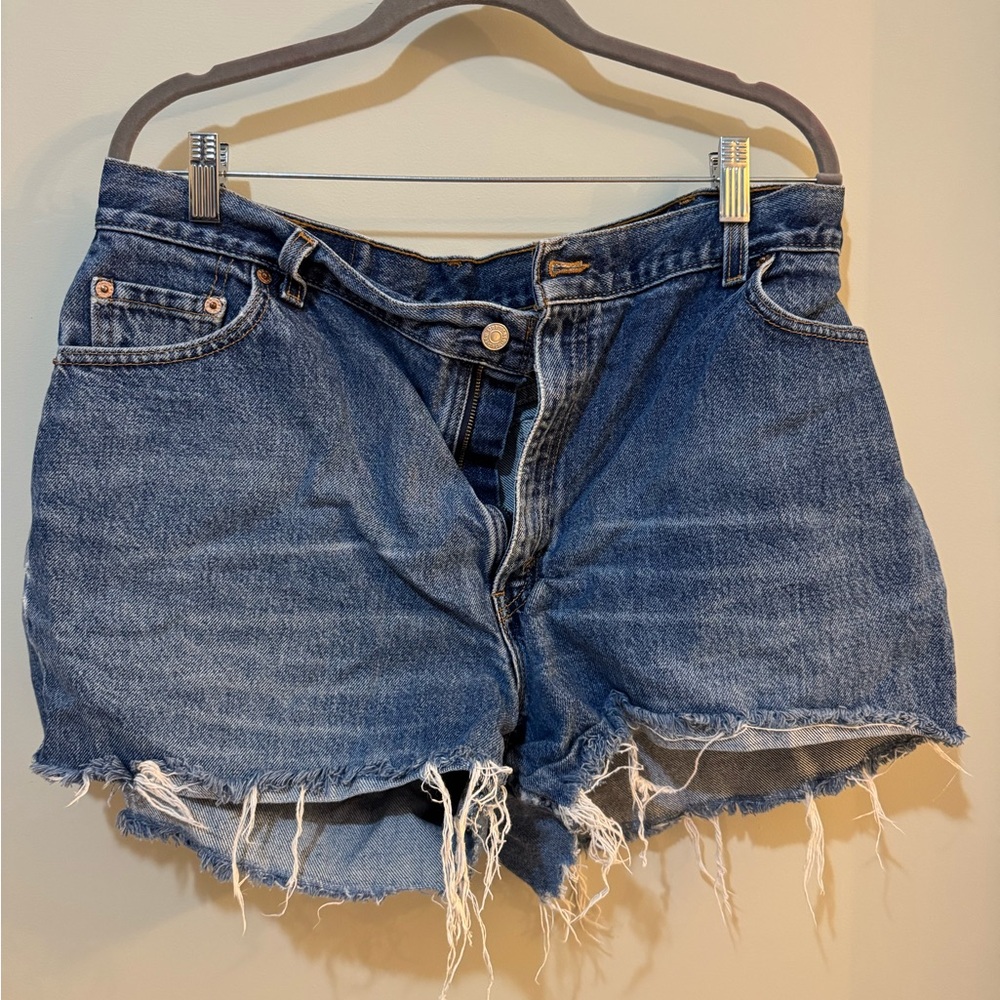 Levi's Blue Distressed Jean Shorts